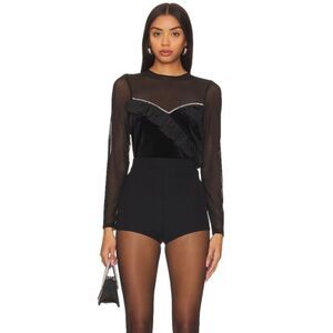 Saylor Dascha Velvet and Mesh Top NWT